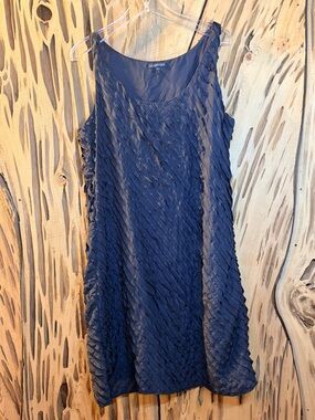 Eileen Fisher Black Silk Ruffle Dress Size 12